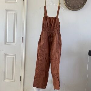 Universal Thread Rust Brown Smocked Jumpsuit